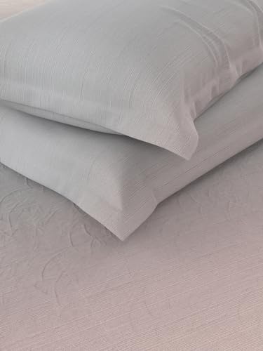 Image of NAUTICA 160TC Super Soft 100% Cotton King Bedsheet with 2 Pillow Covers -3Pc Set (Bradford) Solid-Khaki /Grey