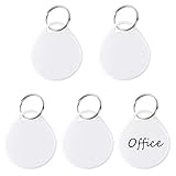 Uniclife Round Plastic Key Tags with Split Ring, White Label, 100 Pack