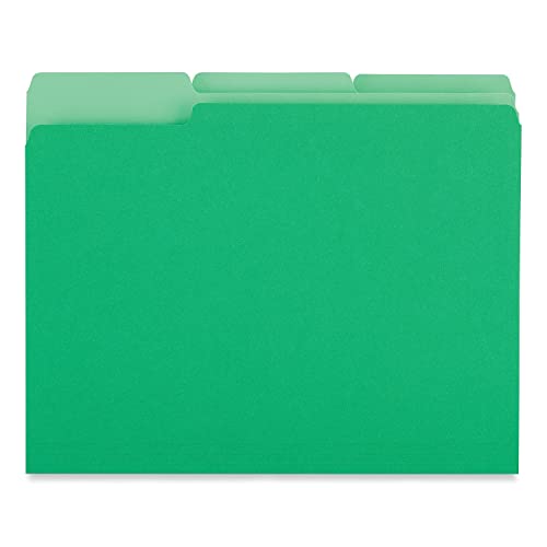 Universal 12302 Recycled Interior File Folders, 1/3 Cut Top Tab, Letter, Green, 100/Box #TOP2