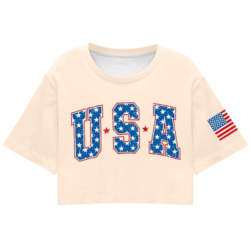 American Flag Crop Tops Women USA Crop Shirt Patriotic 4th of July Tee Memorial Day Patriotic Tshirt Girls Crop Tops3