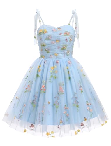 Robe en tulle avec broderie florale pour femme et adolescente