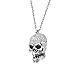 GNOCE Skull Pendant Necklace 925 Sterling Silver Y- Necklace With Stones Gift for Mens Women