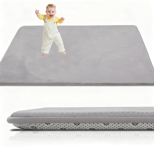 Alfombra Bebe Acolchada Plegable 100 x 150 cm Gris Plateado, Alfombra Bebe Antideslizante, Alfombra Bebe Gruesa Antideslizante Colchoneta Bebe Suelo Habitacion colchoneta para Gatear para Bebes