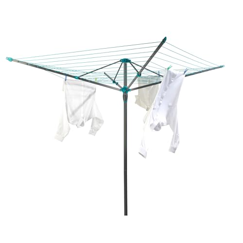 Beldray 50-Metre Rotary Airer – Spacious 4-Arm Laundry Drying Rack with Secure Metal Ground Spike & Hanging Hooks - Image 2