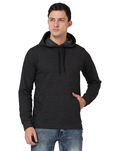 Image of Ideation Men's Cotton Hooded Neck Solid Full Sleeve Hoodies with Kangaroo Pocket