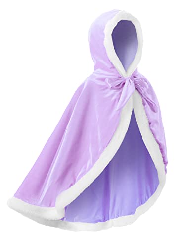 JerrisApparel Niña Princesa Capa Disfraz con Capucha Navidad Abrigos (110, Lila) Cover