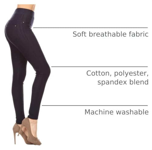 Image of Leggings Depot Women's Cotton Blend Stretch Pull-on Jeggings Casual Pants with Pockets (Available in Plus Size)