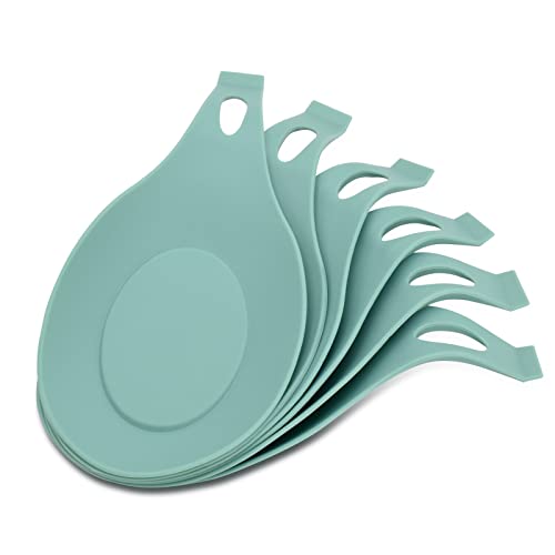 Kitchen Silicone Spoon Rest 6 Pack, BPA-Free and Food Grade Silicone Spoon Holder, Kitchen Utensil Holder for Stove Top, Heat Resistant Utensil Rest for Kitchen Counter