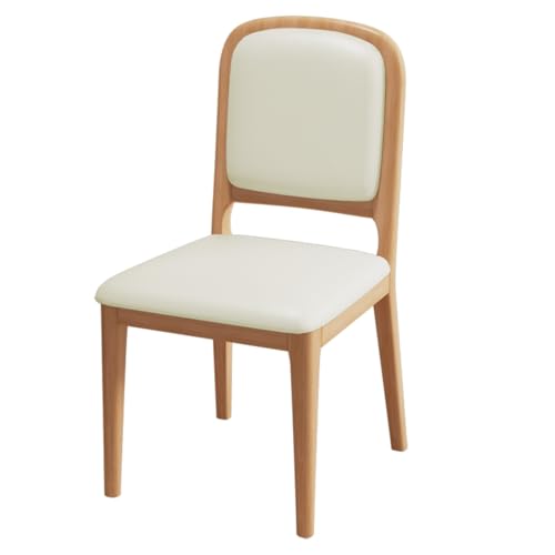 Chaises de Salle à Manger Modernes en Cuir Beige avec Dossier, Style Milieu du siècle, Chaise...