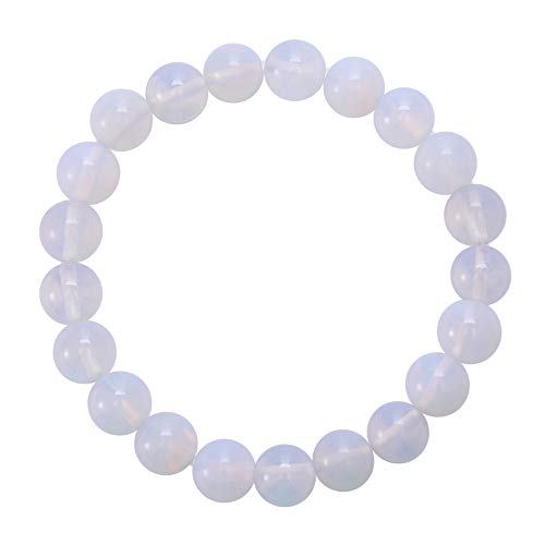 BRCbeads Gemstone Bracelets Sythentic Opal Enhance Color Birthstone Handmade Healing Power Crystal Beads Elastic Stretch 10mm 7.5 Inch with Gift Box Unisex