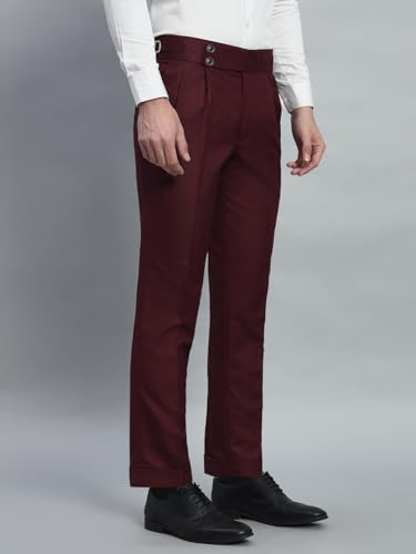 Image of Gurkha Pants for Men | Trouser for Men | Formal Pant | Double Button | Regular Fit Trouser High Waist Pleated Casual Trousers | Straight Leg Pants for Office Smart Casual Travel Party