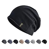[OMKUY] ニット帽 メンズ 春 秋 冬 ナイトキャップ ビーニー 二重構造 ニットキャップ サウナハット 帽子 レディース ケア帽子 医療用帽子 ユニセックス フリーサイズ 男女兼用 柔らかい・伸縮性・シンプル・無地・暖かい (JP, アルファベット, Free Size, 標準, ストライプ仕様-ブラック)
