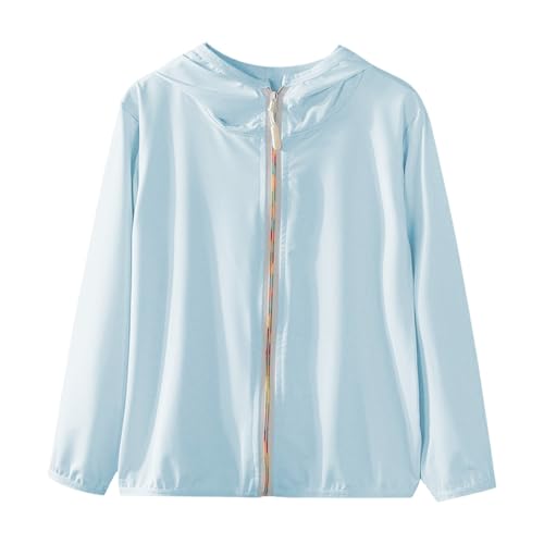Girl's Sun Protection Jacket Hooded Cooling Shirt Toddler Kids Full Zip Long Sleeve Sun Cover Up Hoodie Teen Outdoor Clothing