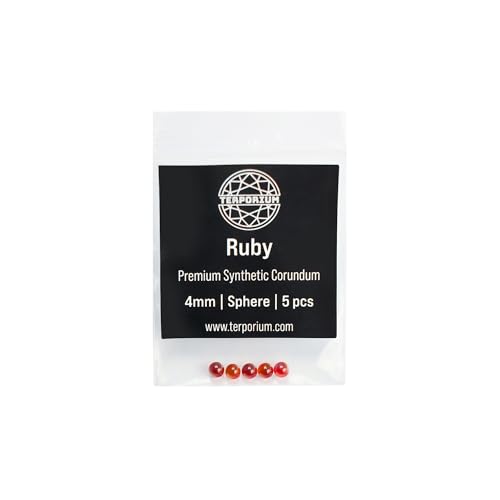 Terporium 4mm Ruby Red Craft Spheres (Pack of 5) | Synthetic Corundum Decorative Round Beads Without Holes | for Jewelry Making Resin Art Nail Art & Crafts