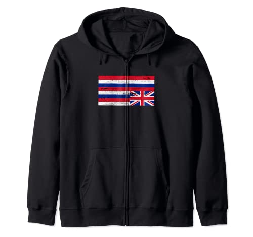 Bandera hawaiana con texto en inglés "Disestressed" Unocupar Hawaii Sudadera con Capucha