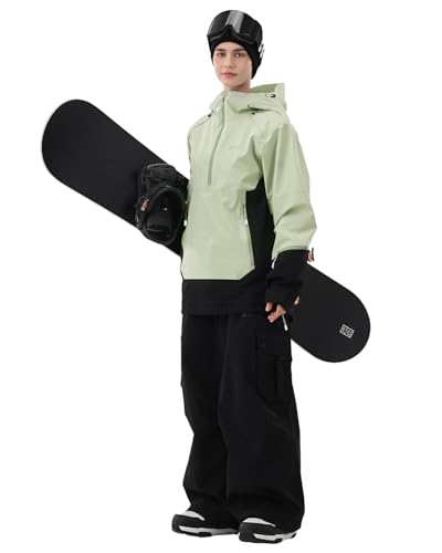 Image of Ski Jacket Women with Recco 3L Snowboard Anorak Pullover Baggy Coat Hooded Insulated Hoodie Waterproof Warm