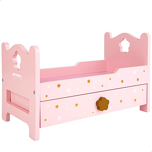 ColorBaby WOOMAX 49363 Puppenbett aus Holz + 3 A