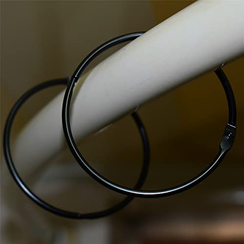 Black Shower Curtain Rings Metal Round Hooks Ring (15 Pack) 2.75 Inch Diameter Electrophoresis Rustproof For Bathroom Shower Rod #TOP2