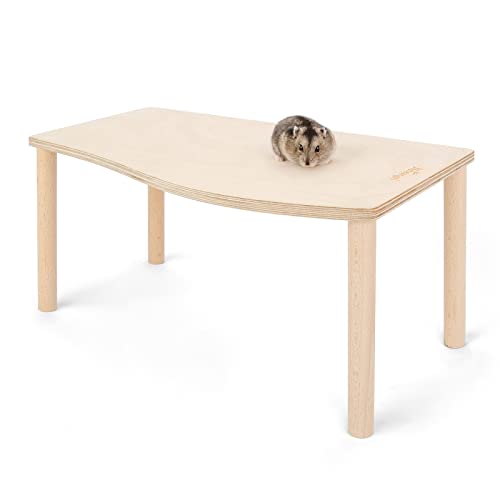Niteangel Plate-forme de jeu en bois pour hamsters nains, hamsters syriens, gerbilles, souris, dégus ou autres petits animaux de compagnie … (couleur bois,...