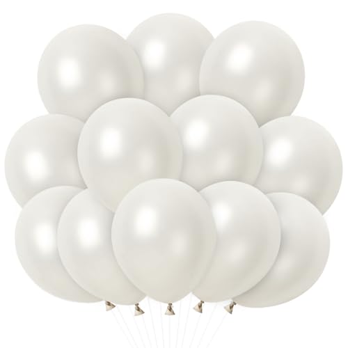 100 Pezzi Palloncini Bianca per Feste, Palloncini in Lattice da 12 Pollici per Elio, Palloncini per Laurea Palloncini, Matrimoni, Festa Decorazione, Compleanno, Anniversario