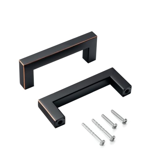 Aibeli Oil Rubbed Bronze Cabinet Pulls Bronze Kitchen Cabinet Handles, 10 Pack 3 Inch Stainless Steel Brushed Bronze Hardware for Cabinets Drawer Dresser Cupboard Bedroom Bathroom Vanity