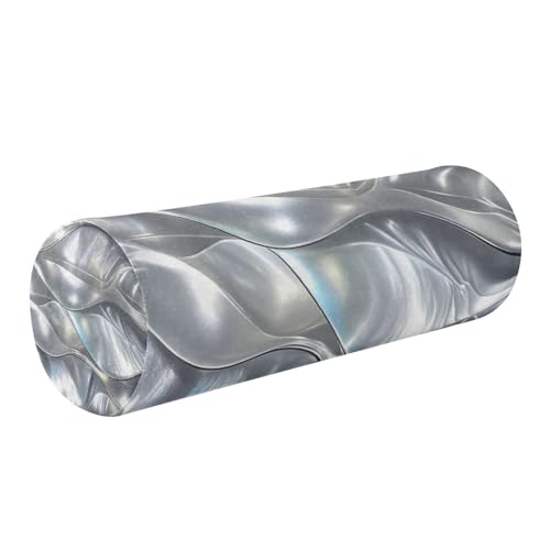 EtherSpher Silver Shell Decorative Cylindrical Pillow Covers with Zipper Small Cylinder Pillow Massage Table Cushion Pad Foam Bed Back Support almohada Redonda para Cuello