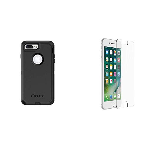 OtterBox DEFENDER SERIES Case for iPhone 8 Plus & iPhone 7 Plus - Retail Packaging - BLACK & ALPHA GLASS SERIES Screen Protector for iPhone 6 Plus/6s Plus/7 Plus/8 Plus - Retail Packaging - CLEAR