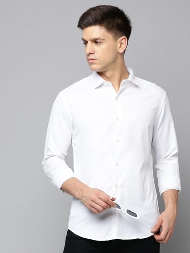 Image of SHOWOFFFF Men Self Design Casual Shirt | Spread Collar Full Sleeves Cotton Shirt for Mens | Slim Fit Regular Length Shirt for Men's