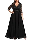 Plus Size Formal Dresses Black Evening Gowns Lace Chiffon Wrap Long Wedding Guest Maxi Prom Dress with Sleeves 2025