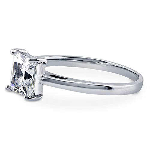Berricle Sterling Silver Solitaire Wedding Engagement Rings 1.6 Carat Princess Cut Cubic Zirconia Cz Promise Ring For Women, Rhodium Plated Size 6.5 #TOP2