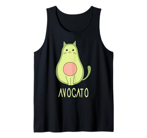 Avocato Cat Cute Cat Face avogato Funny Avocado Camiseta sin Mangas