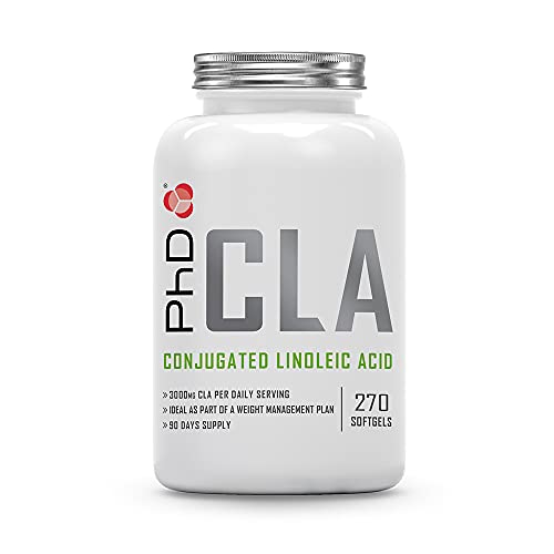PhD Nutrition CLA Softgels | 3000mg Per Daily Serving | Weight Management Supplement | Natural CLA from Safflower Oil | for Men & Women | 270 Capsules (90 Days Supply)