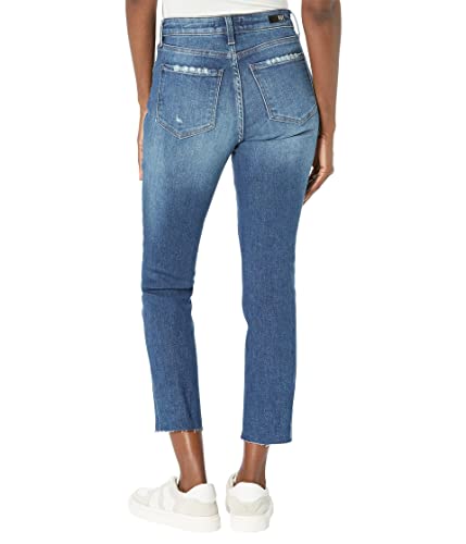 KUT from the Kloth Reese High-Rise Fab AB Ankle Straight Raw Hem in Relieve2