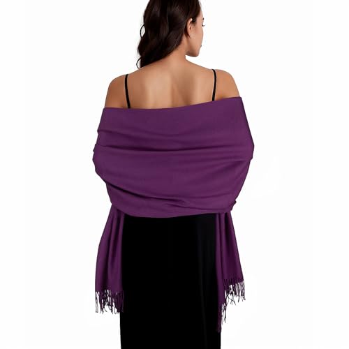 SWAT PANY Ladies Scarf Purple Pashmina Shawls and Wraps Winter Scarfs for Women Wedding