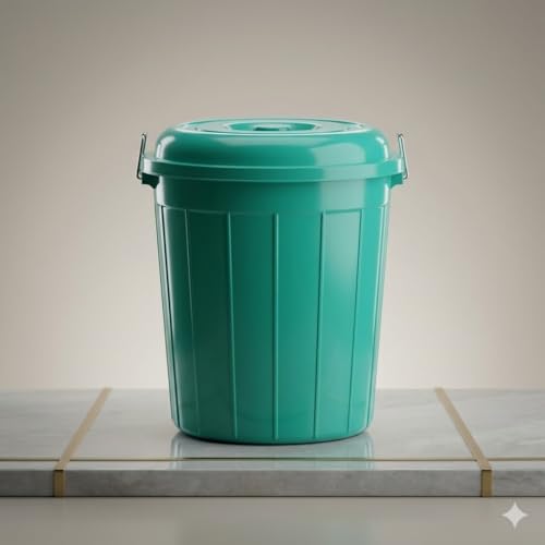 Image of 30 Litre Plastic Bucket Drum with Lid Heavy Duty Multipurpose Storage Container for Water Grains Laundry Cleaning and Household Use Multi Colour