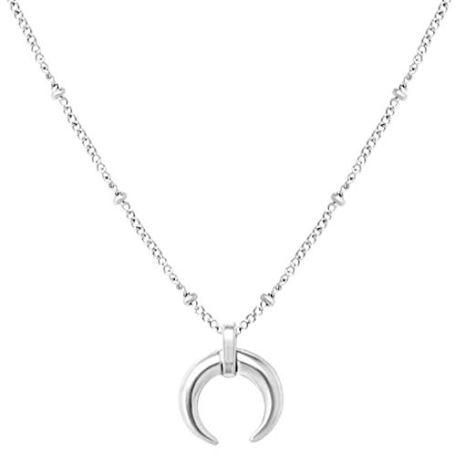 Jude Jewelers Stainless Steel Moon Crescent Half Circle Charm Statement Anniversary Colloar Necklace