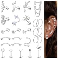 Adramata 16Pcs Piercing Helix 16G Boucles D'Oreilles Femme