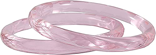 Image of ZULKA Get your traditions Glass With Diamond Pattern Glossy Finished Kada Set For Women and Girls,(Pink 2.4 Inches), Pack Of 2 Kada Set