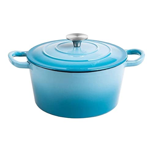 Stalwart DA-A24DQT Enameled Cast Iron Casserole Dish Round Turquiose 24cm 5.2 litres
