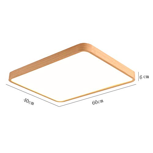 Plafonnier en bois LED rectangulaire 60x40cm avec télécommande - 3