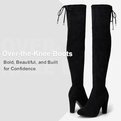 Vepose Women’s Thigh High Over The Knee Boots Suede Fashion Long 3.5 Inch Heel Boots with Zipper3