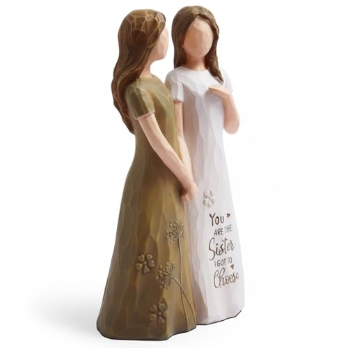 Best Friend Gift & Friendship Gift, Friend Statue for Women, Resin Collectible Figurine for Home Décor, Gift Idea with Engraved Message “You’re The Sister I Got to Choose” – Ermaoo(Yellow)