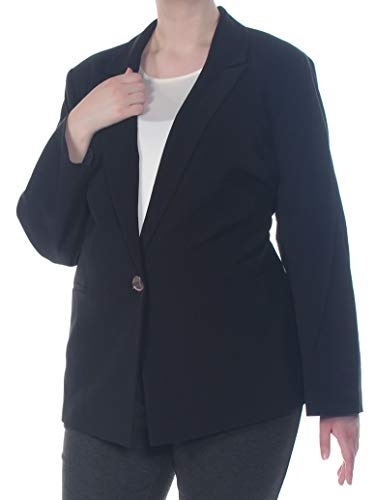 NINE WEST Womens Plus Suit Separate Professional One-Button Blazer Black 20W