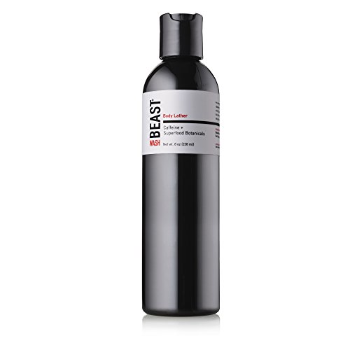 Beast Wash Extra Tingly Body Wash & Shampoo - Peppermint, Eucalyptus, Caffeine, Menthol Tingle, Superfoods Botanicals Ginseng, Green Tea, Pomegranate, Moringa, Aloe, Orange, Lavender - Body Lather