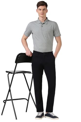 Image of Peter England Men's Straight Fit Mid Rise Chino Casual Trouser with Premium Dobby