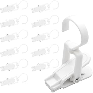 Bailinks Hat Clip for Travel,12 PCS White Laundry Hooks Clip Portable 360 Degree Swivel Hanger Hook Multifunctional Clips for Hanging Hat Clothes Scarf Socks Towel