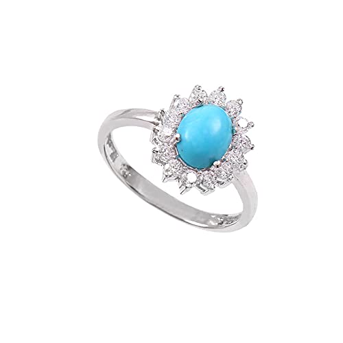 Bague de fiançailles turquoise naturelle et argent 925 cadeau de naissance