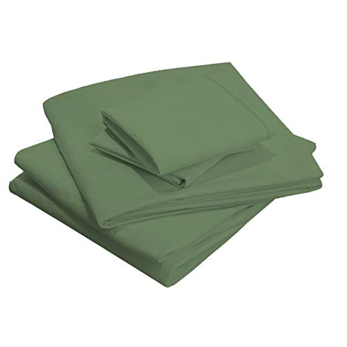 Parure de lit égyptien 600 fils king size coton luxe vert mousse