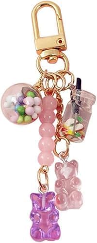 Rzcin Women's Purple Cute Resin Gummy Bear Key Chain Candy Color Animal Charms Keychains Car Keys Bag Pendant Keyring For Men Girls Mom Jewelry Gifts For Christmas Car Accessories, Candy Bear Keychains