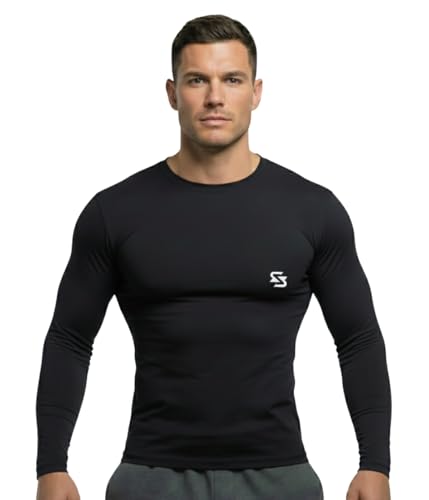 Image of Men's Cool Dry Short Sleeve Compression Shirts, Sports Baselayer T-Shirts Tops, Athletic Workout Shirt